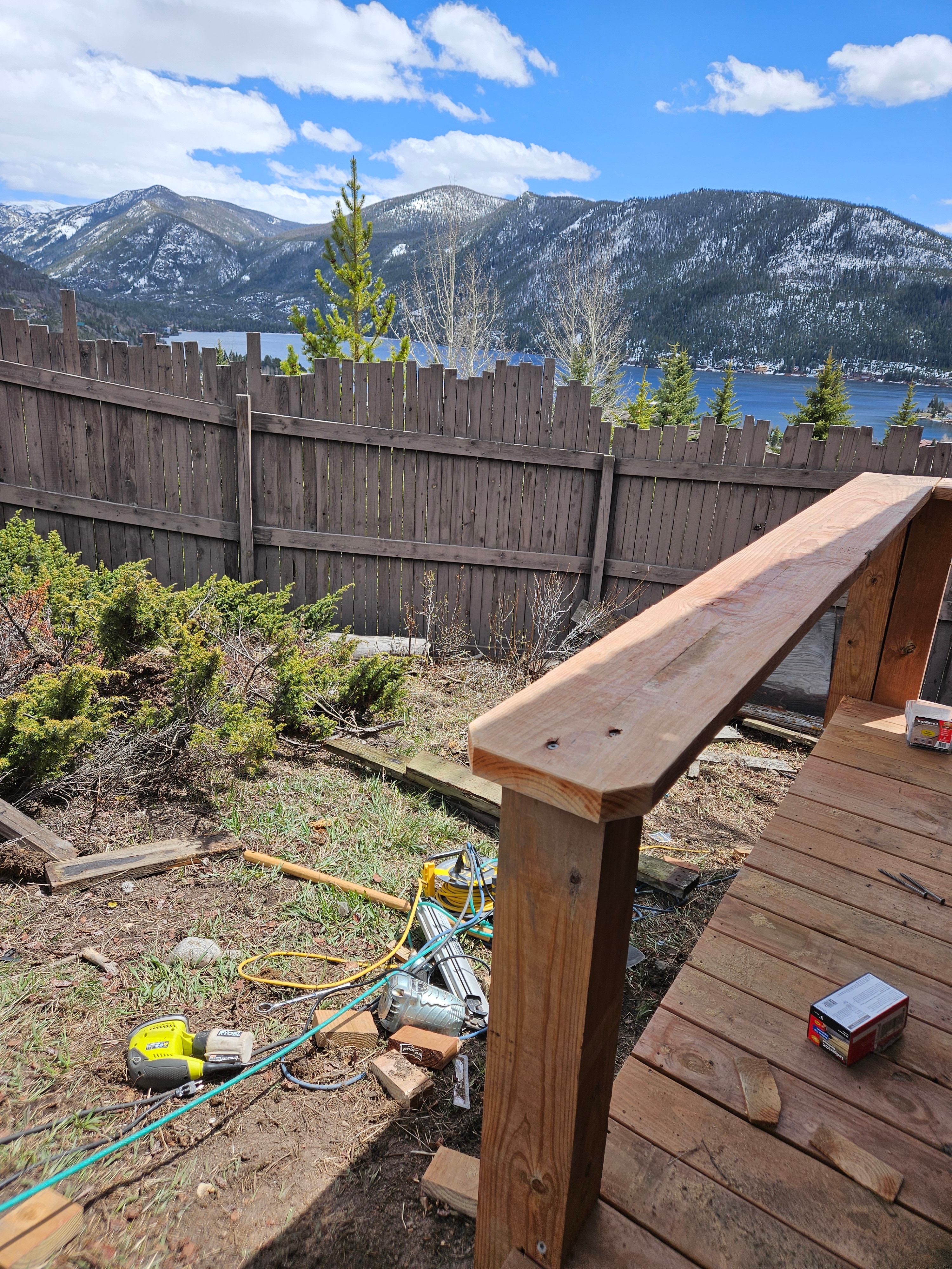 Deck work with mountain view