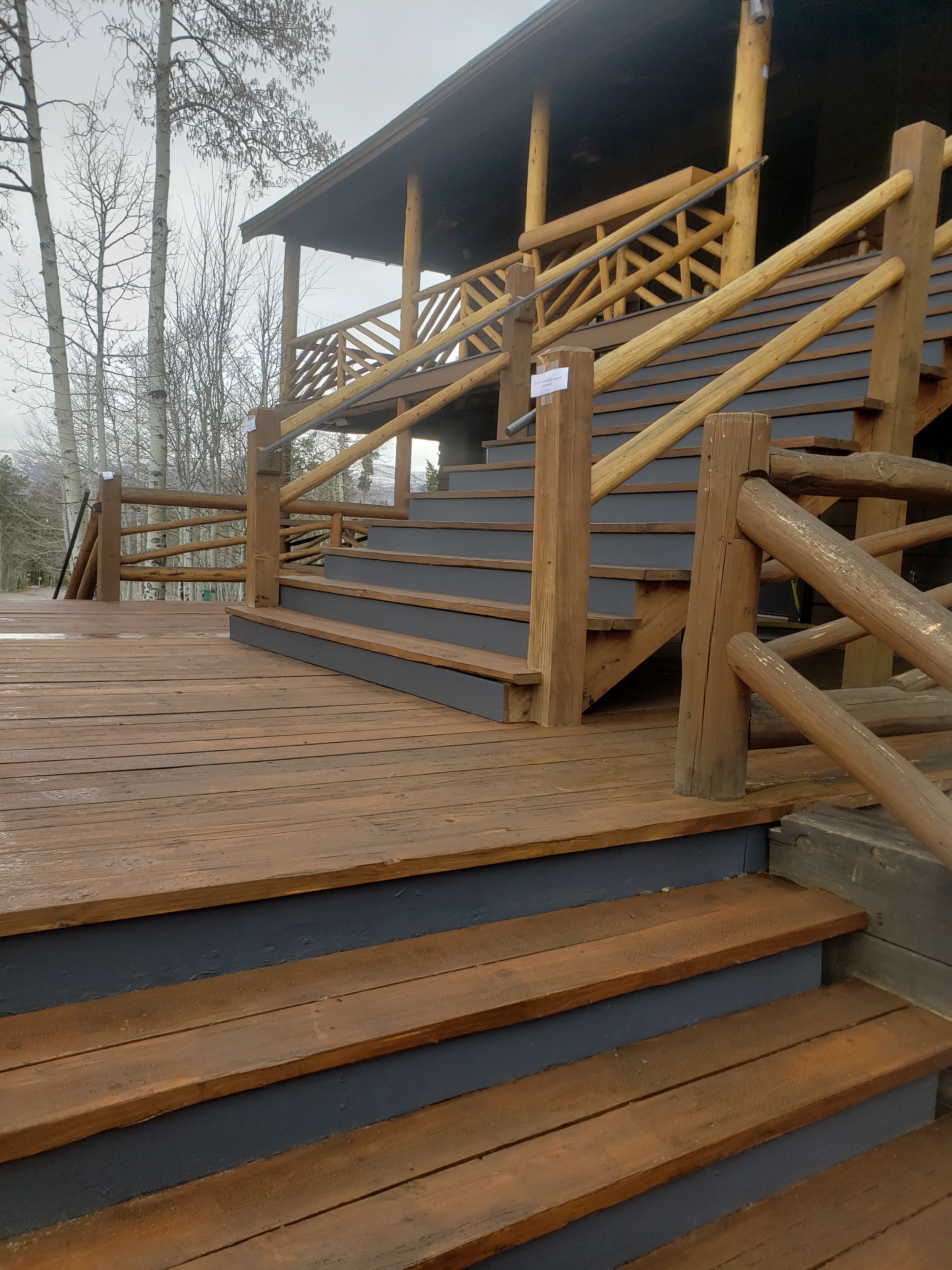 Stair and railing detail at Grand Lake Lodge